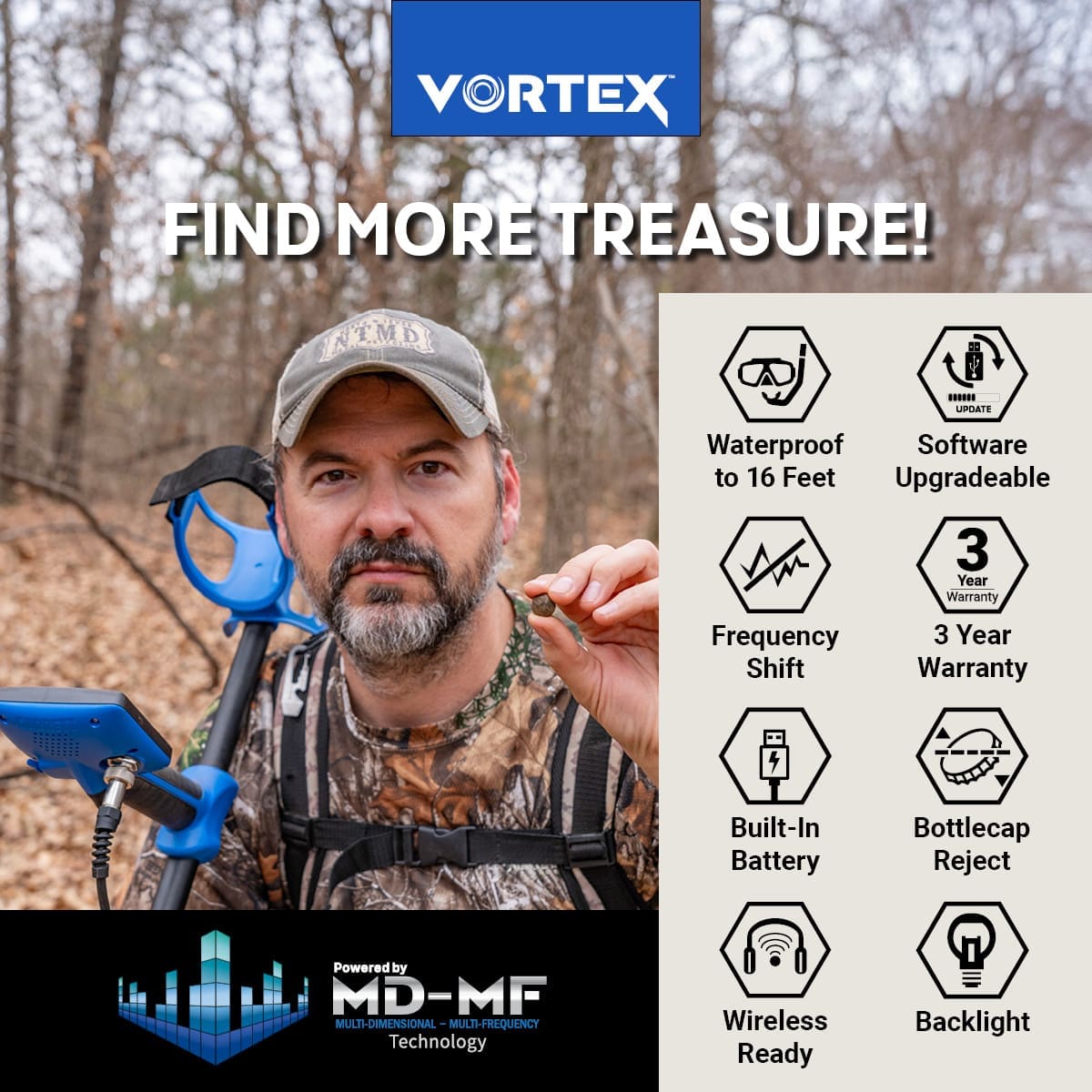Düzce Garrett Vortex VX7 Dedektör - Vortex VX7, sahil, park ve tarla arasında geçiş yapan kullanıcı için dengeli güç noktasıdır.